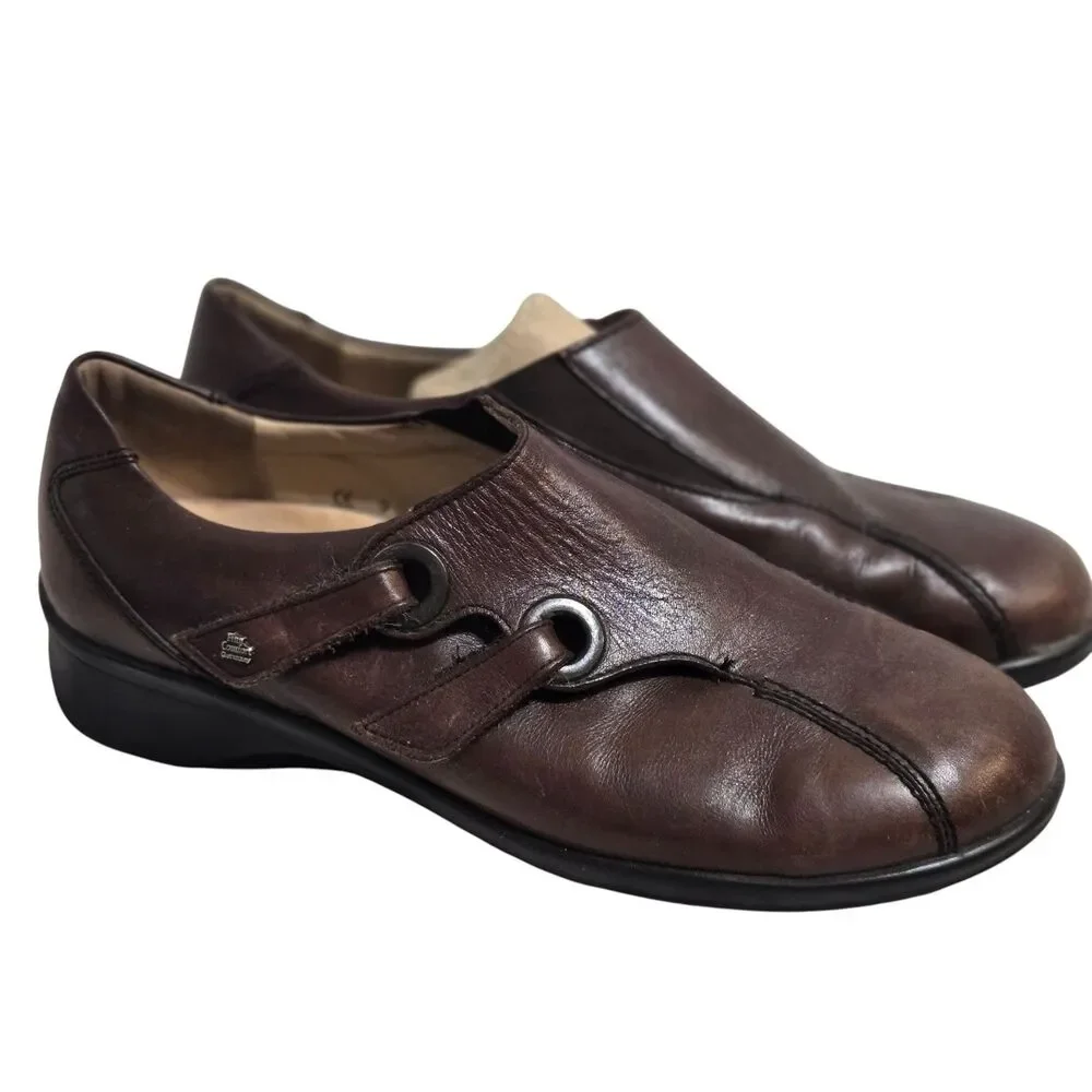 Finn Comfort Womens Brown‎ Leather Comfort Shoes Size 9D Adjustable Straps EUC